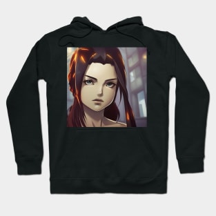 Beaux Animes Art Manga Anime Girl with green eyes and unlighted hair illustration Design Hoodie